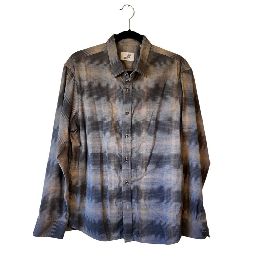 Todd Shelton Plaid Button-Up Shirt Grey Size L